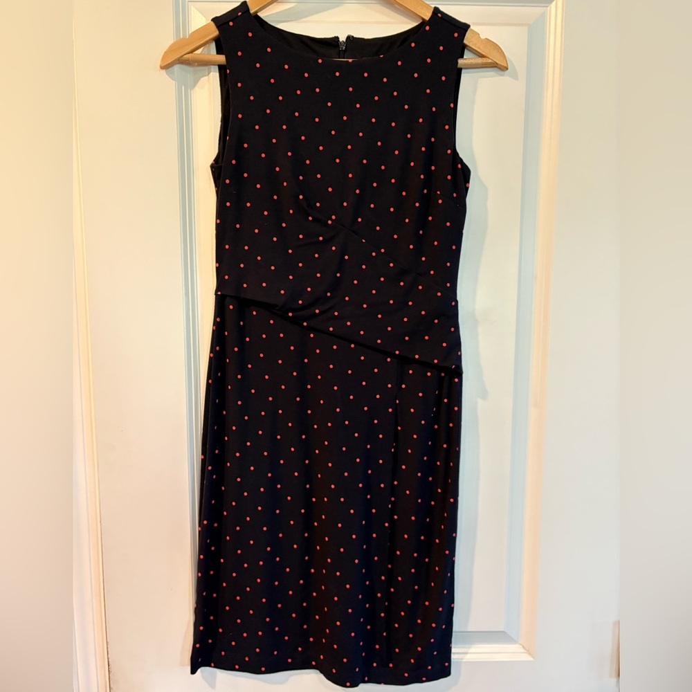 Ann Taylor Navy Blue Dress with pink Dots